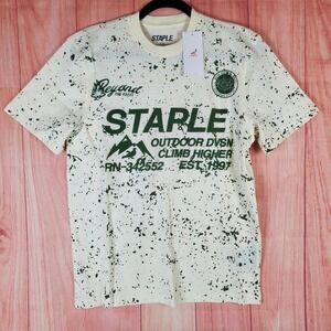 Staple Shirt Mens XS Cream Graphic Splatter Print Outdoor DVSN
